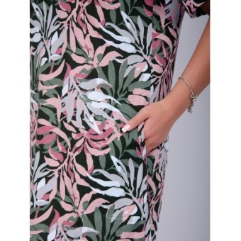 Платье  женское       из кулирки     с коротким рукавом    Листья