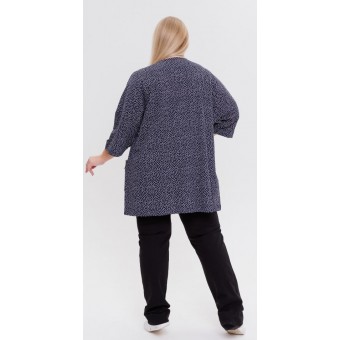Туника  женская       из кулирки     с рукавом 3/4  синяя  Горох
