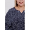 Туника женская из кулирки с рукавом 3/4 синяя Горох