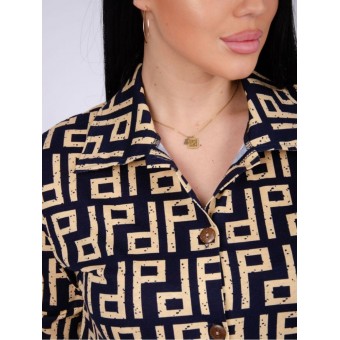 Туника  женская       из кулирки   на пуговицах  с коротким рукавом  бежевая