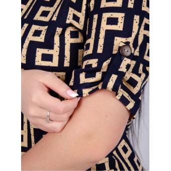 Туника  женская       из кулирки   на пуговицах  с коротким рукавом  бежевая