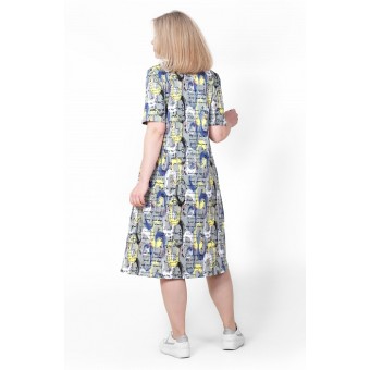 Платье  женское       из кулирки     с коротким рукавом  в ассортименте  Рисунок