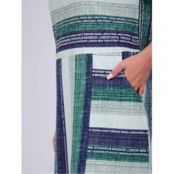 Платье  женское       из кулирки     с коротким рукавом  зеленое  Полоска