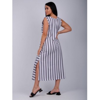 Сарафан         из кулирки     с коротким рукавом  Серый  Полоска