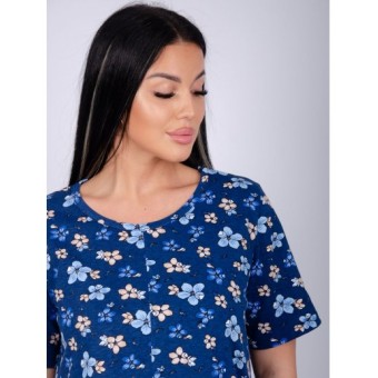 Платье  женское       из кулирки     с коротким рукавом  синее