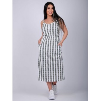 Платье  женское       из кулирки     с коротким рукавом  зеленое  Полоска   