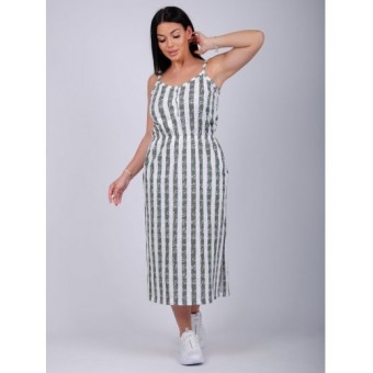 Платье  женское       из кулирки     с коротким рукавом  зеленое  Полоска