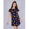Туника женская из кулирки с коротким рукавом синяя Животные