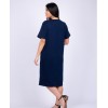 Платье женское из кулирки с коротким рукавом синее Цветы