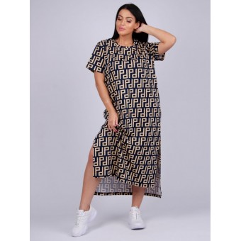 Платье  женское       из кулирки     с коротким рукавом  бежевое     