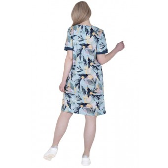 Туника  женская       из кулирки     с коротким рукавом  в ассортименте  Листья