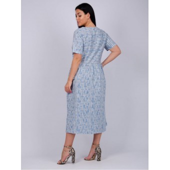 Платье  женское       из кулирки     с коротким рукавом  голубое