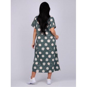 Платье  женское       из кулирки     с коротким рукавом  зеленое