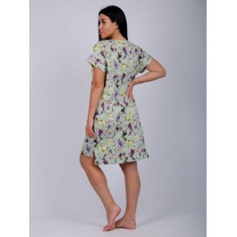 Туника  женская       из кулирки     с коротким рукавом  зеленая