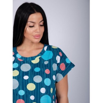 Туника  женская       из кулирки     с коротким рукавом  зеленая     