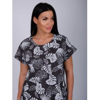 Туника  женская       из кулирки     с коротким рукавом  черная