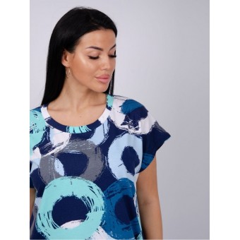 Туника  женская       из кулирки     с коротким рукавом  Зеленый, Синий     