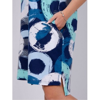 Туника  женская       из кулирки     с коротким рукавом  Зеленый, Синий     