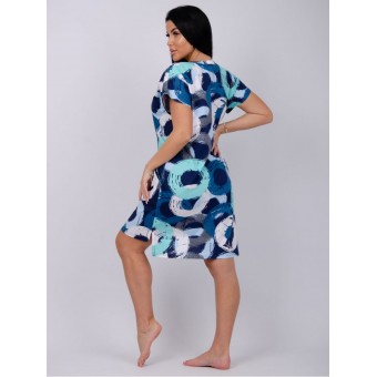 Туника  женская       из кулирки     с коротким рукавом  Зеленый, Синий     