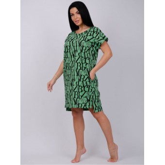 Туника  женская       из кулирки     с коротким рукавом  зеленая     