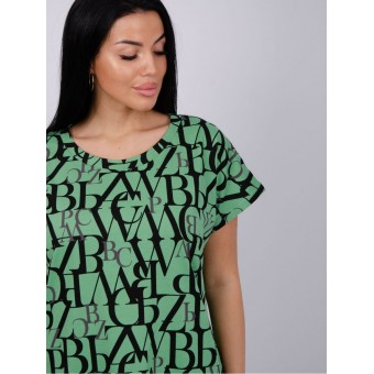 Туника  женская       из кулирки     с коротким рукавом  зеленая     