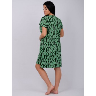 Туника  женская       из кулирки     с коротким рукавом  зеленая     