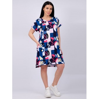 Туника  женская       из кулирки     с коротким рукавом  черная  Надписи