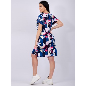 Туника  женская       из кулирки     с коротким рукавом  черная  Надписи