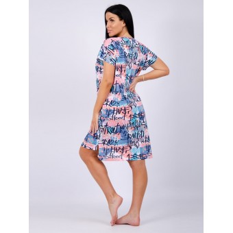 Туника  женская       из кулирки     с коротким рукавом  черная  Надписи