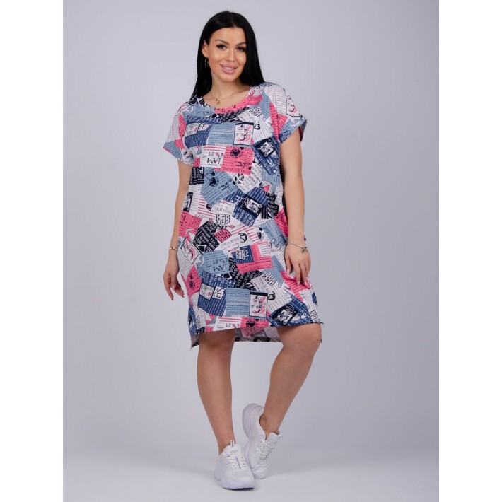 Туника женская из кулирки с коротким рукавом разноцветная