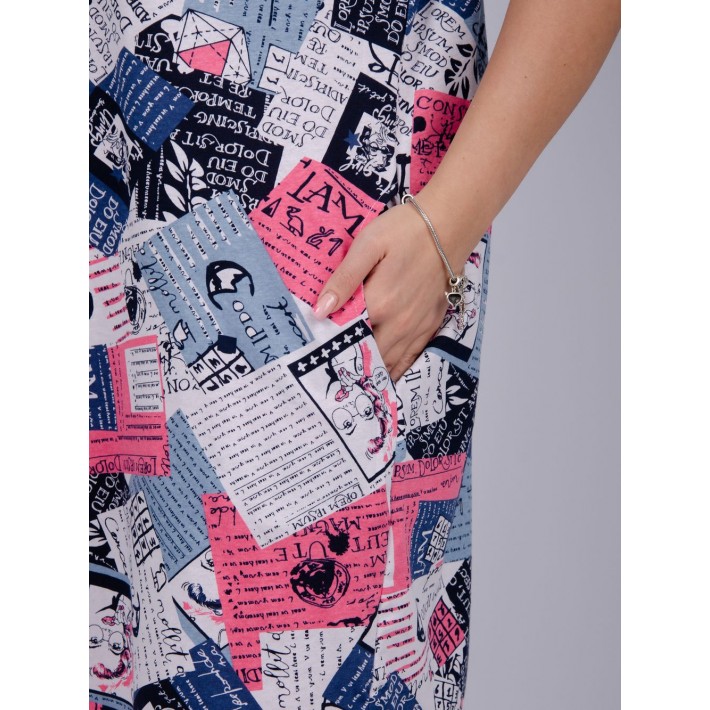 Туника женская из кулирки с коротким рукавом разноцветная