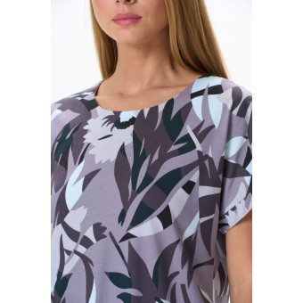 Платье  женское       Пенье     с коротким рукавом  фиолетовое  Цветы   