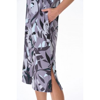 Платье  женское       Пенье     с коротким рукавом  фиолетовое  Цветы   