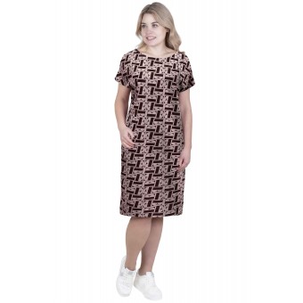 Туника  женская       из кулирки     с коротким рукавом  в ассортименте  Принт