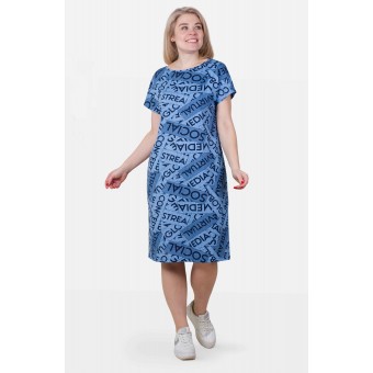 Туника  женская       из кулирки     с коротким рукавом  в ассортименте  Принт