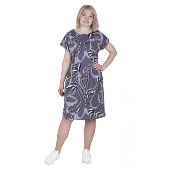 Туника  женская       из кулирки     с коротким рукавом  в ассортименте  Листья   