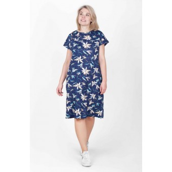 Туника  женская       из кулирки     с коротким рукавом  в ассортименте  Листья   