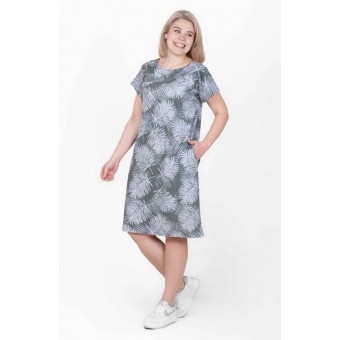 Туника  женская       из кулирки     с коротким рукавом  в ассортименте  Листья   