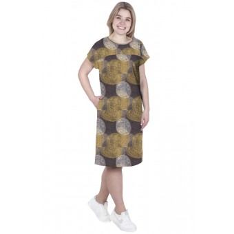 Туника  женская       из кулирки     с коротким рукавом  в ассортименте  Листья   