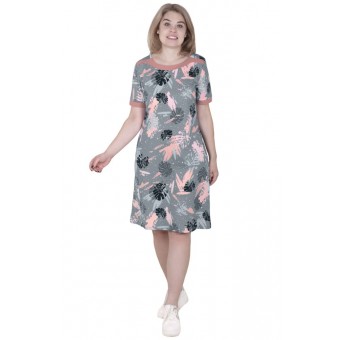 Туника  женская       из кулирки     с коротким рукавом  в ассортименте  Листья