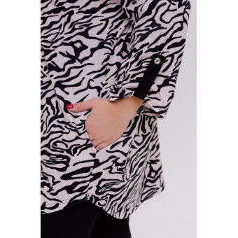 Туника  женская       из кулирки     с рукавом 3/4  бежевая  Орнамент