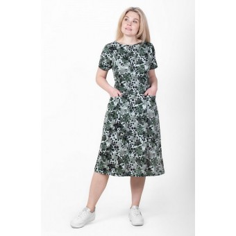 Платье  женское       из кулирки     с коротким рукавом  в ассортименте  Рисунок