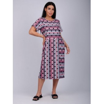 Платье  женское       из кулирки     с коротким рукавом  розовое     