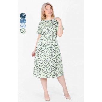 Платье  женское       из кулирки     с коротким рукавом  в ассортименте  Рисунок   