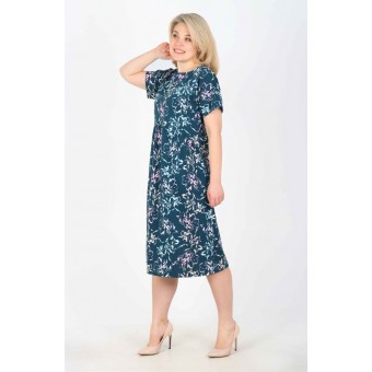 Платье  женское       из кулирки     с коротким рукавом  в ассортименте  Рисунок