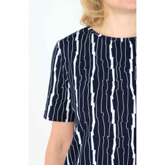 Платье  женское       из кулирки     с коротким рукавом  черное  Полоска
