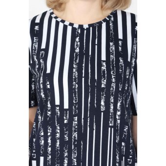 Платье  женское       из кулирки     с коротким рукавом  черное  Полоска