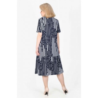 Платье  женское       из кулирки     с коротким рукавом  черное  Полоска