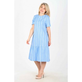 Платье  женское       из кулирки     с коротким рукавом  черное  Полоска