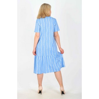 Платье  женское       из кулирки     с коротким рукавом  черное  Полоска